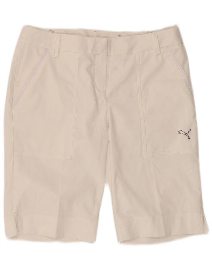 Pantaloni scurti chino pentru femei Puma UK 12 Medium W34 Poliester alb