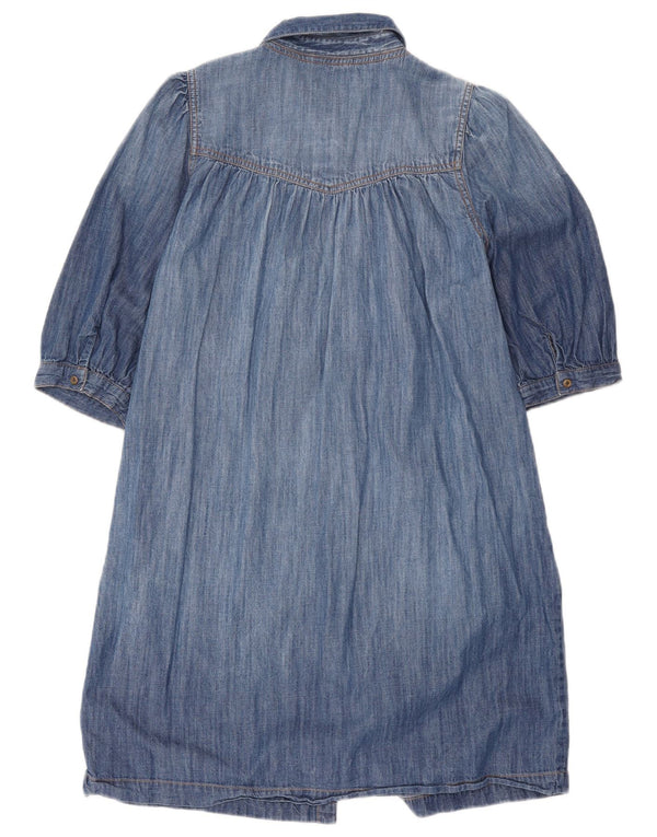 Rochie de denim pentru femei Fat Face cu mâneci 3/4 UK 12 Bumbac albastru mediu