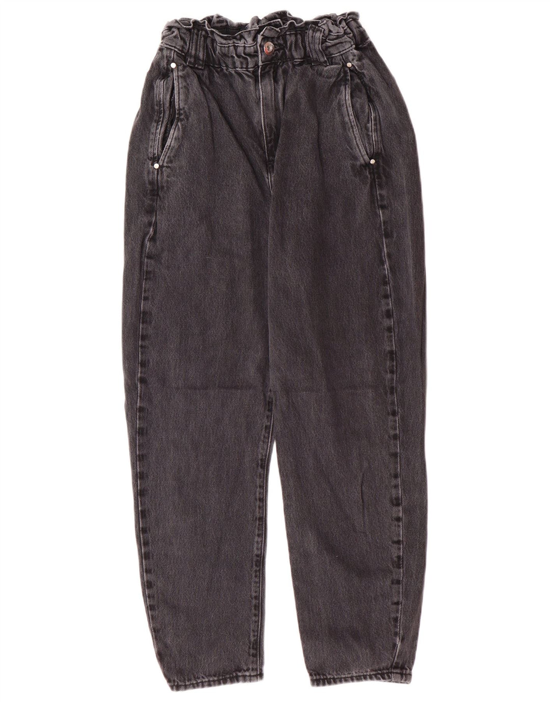 Blugi conici pentru femei cu talie înaltă Zara EU 34 2XS L24 L25 Gri Bumbac Modern