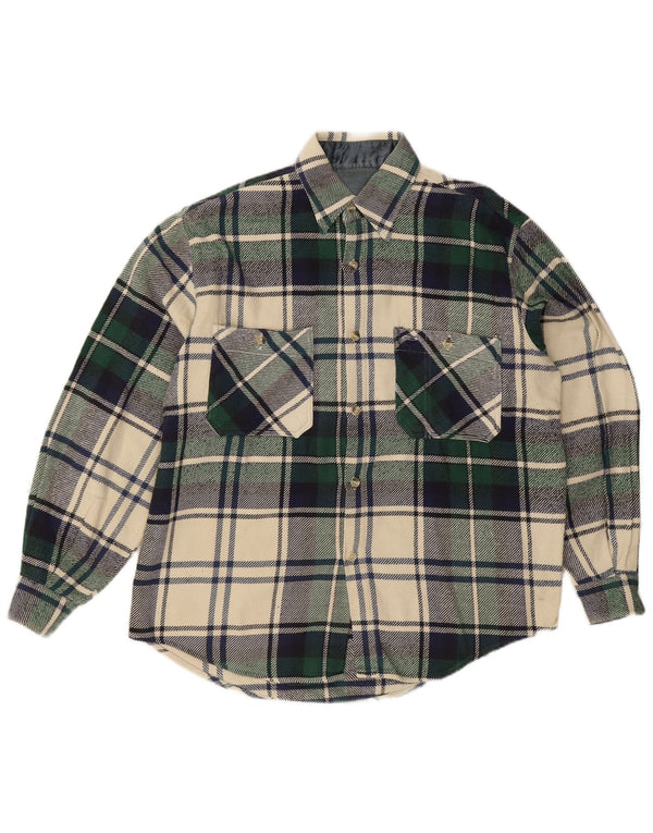 Cămașă Vintage pentru bărbați Lumberjack Flannel Tactel cu carouri mari, verde
