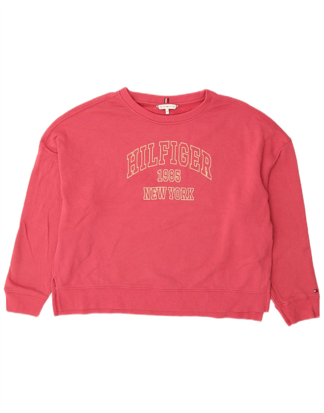 TOMMY HILFIGER Pulover cu grafic pentru femei, UK 14 Roz mediu
