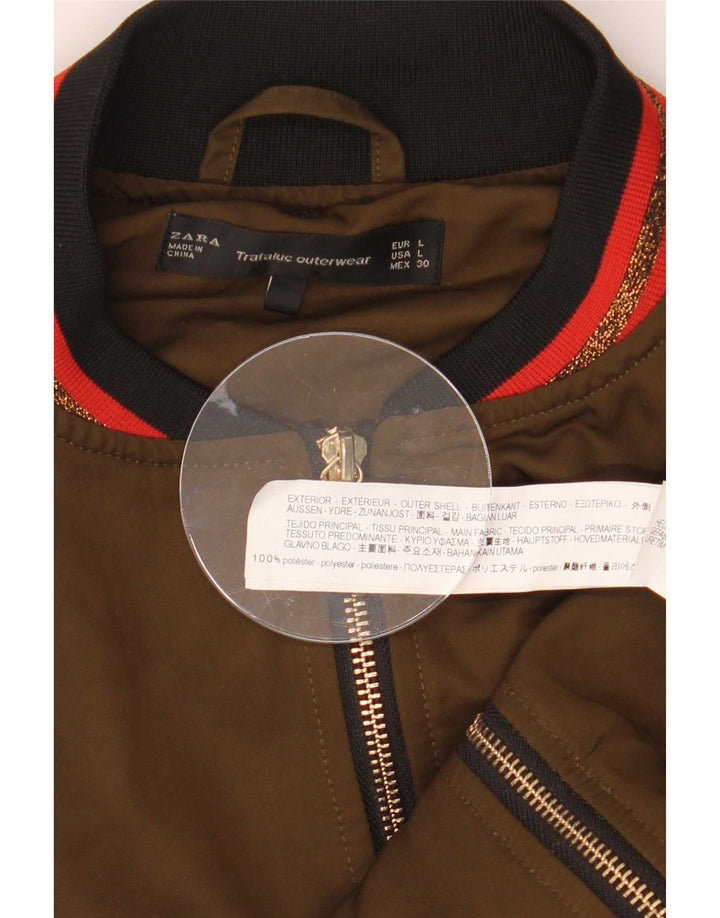 Bomber pentru femei Zara Marea Britanie 16 Poliester kaki mare