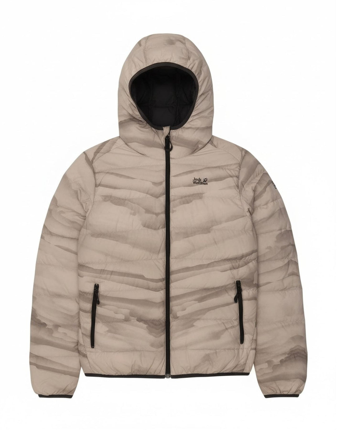 Jack Wolfskin Jachetă căptușită cu glugă pentru femei UK 18 XL Gri Tie Dye Poliester
