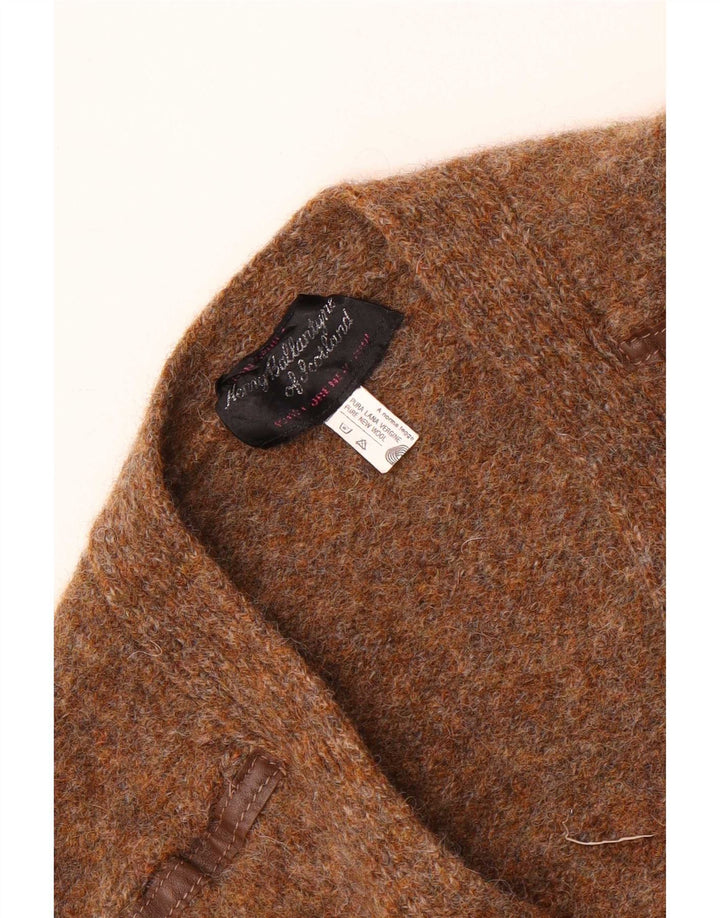Pulover Cardigan Vintage pentru Damă UK 12 Lână Maro Mediu Pete