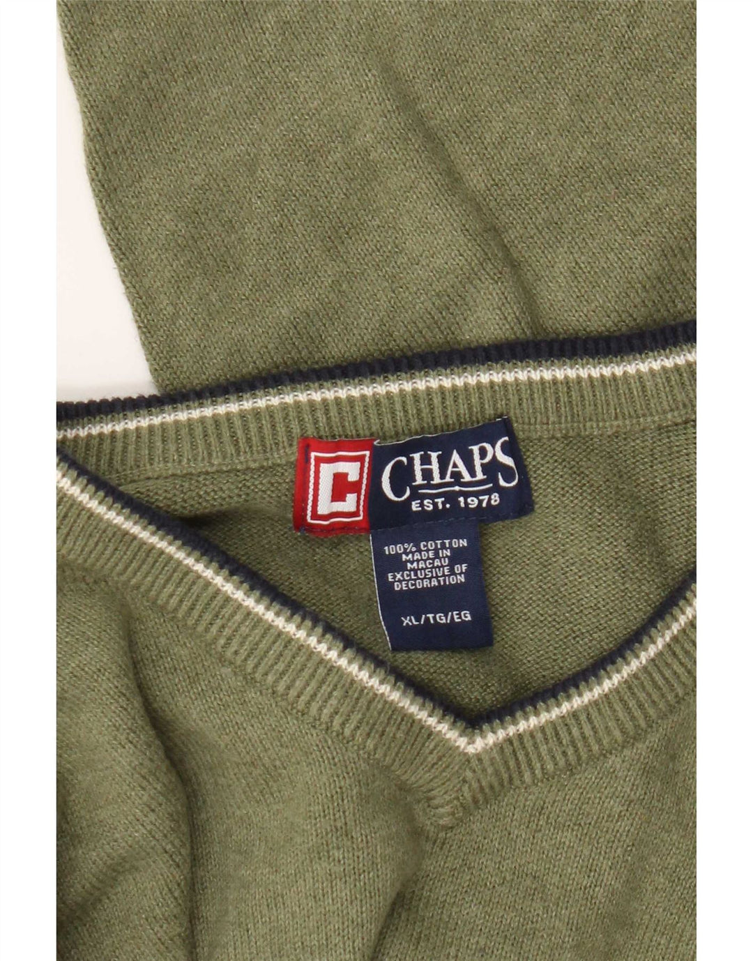 Pulover cu decolteu în V Chaps pentru bărbați, bumbac verde XL