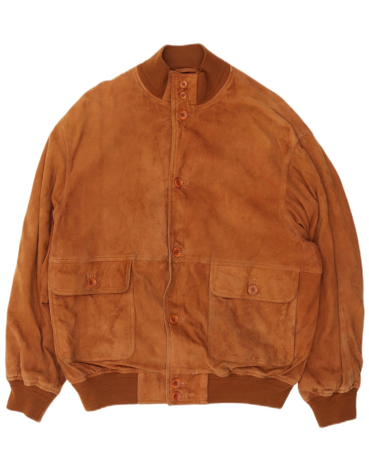 L.LAMBERTAZZI Bomber de piele intoarsa pentru barbati IT 50 Maro Maro Piele