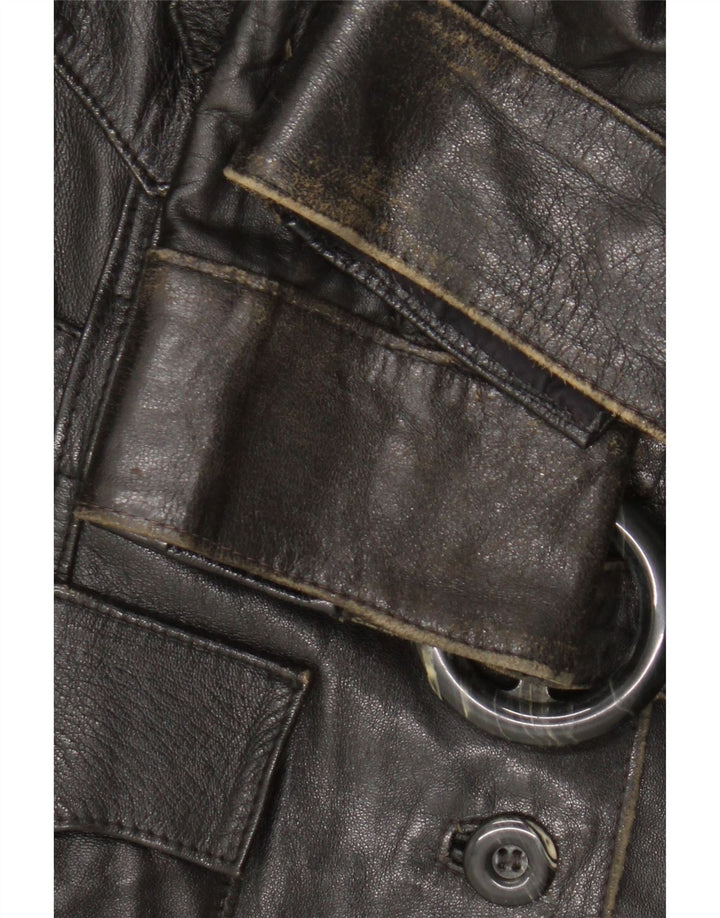 Jachetă de piele vintage pentru femei UK 14 Medium Black