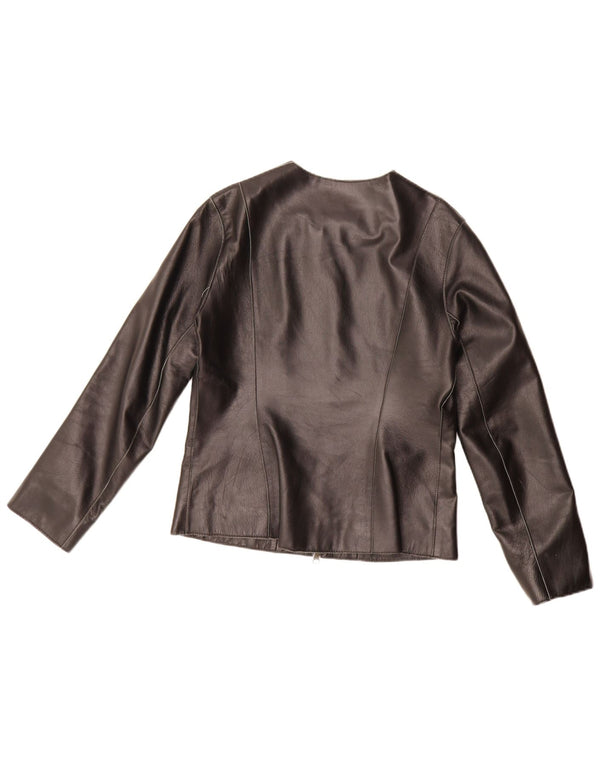 Michel Ambers Jachetă pentru femei din piele cu fermoar complet UK 12 Medium Black