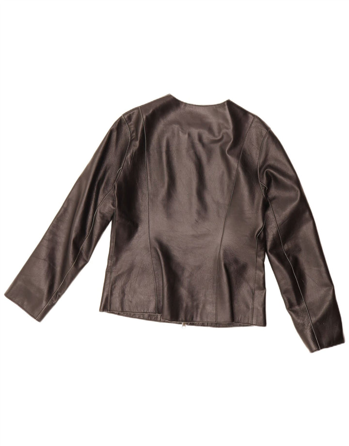 Michel Ambers Jachetă pentru femei din piele cu fermoar complet UK 12 Medium Black