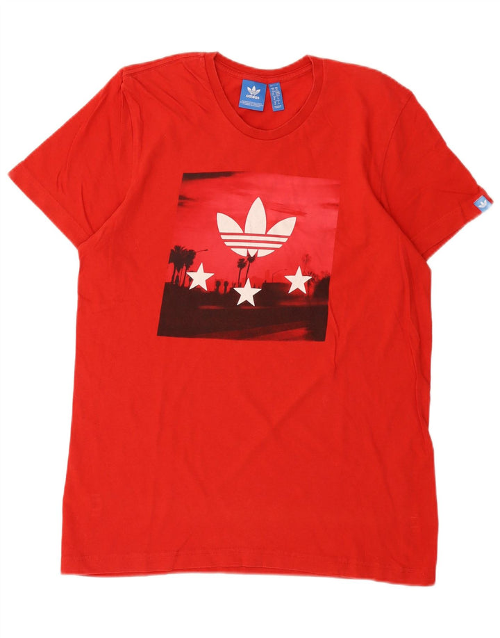 Tricou grafic pentru bărbați Adidas Top, bumbac roșu mediu
