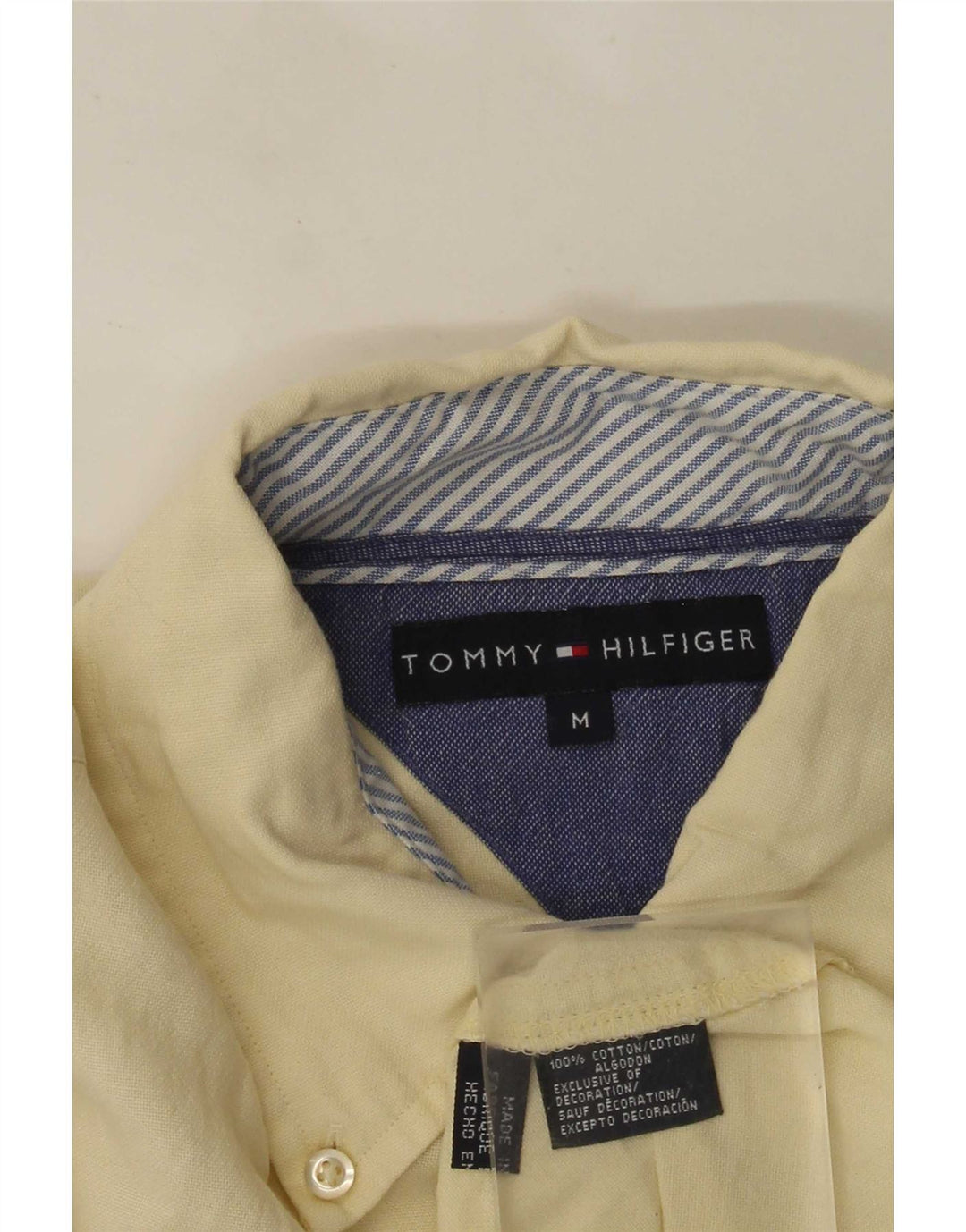 Cămașă Tommy Hilfiger pentru bărbați, bumbac galben mediu