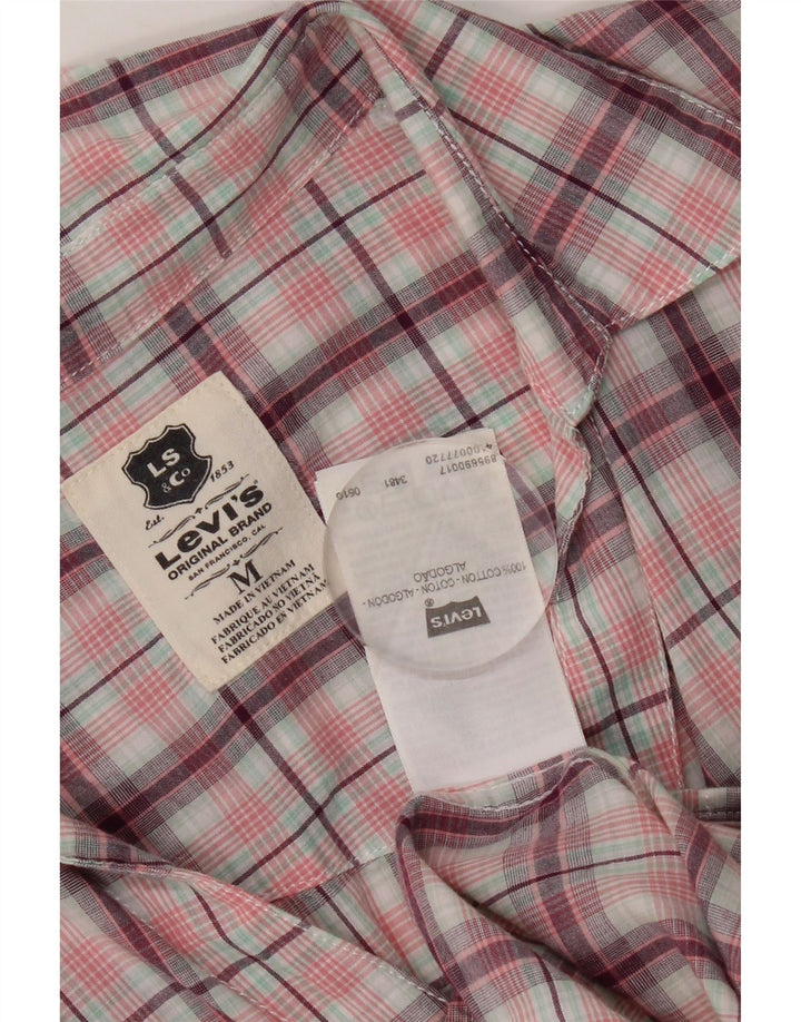 Cămașă Levi's cu mânecă scurtă pentru femei UK 12 Medium Pink Check Bumbac