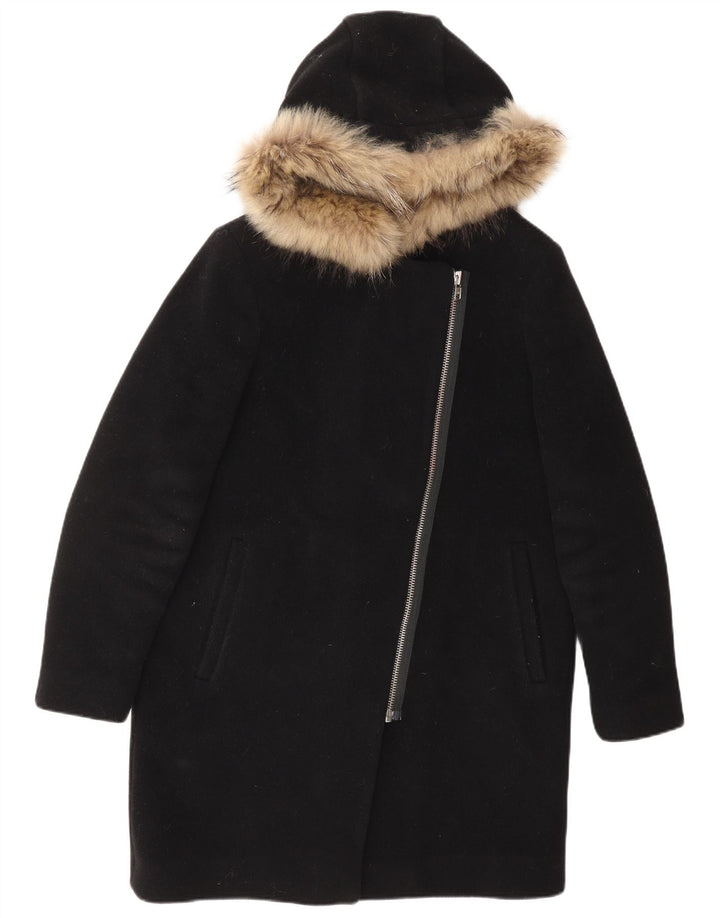 SANDRO Pardesiu cu glugă pentru femei EU 40 Lână neagră medie