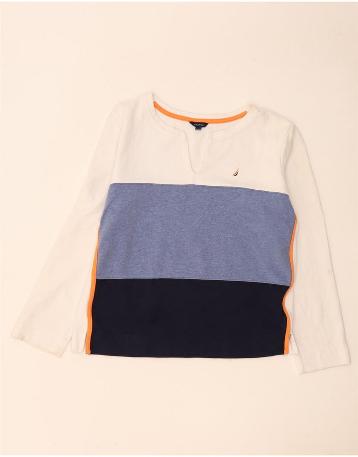 Nautica Top pentru femei cu mânecă lungă UK 14 Medium White Colorblock Bumbac