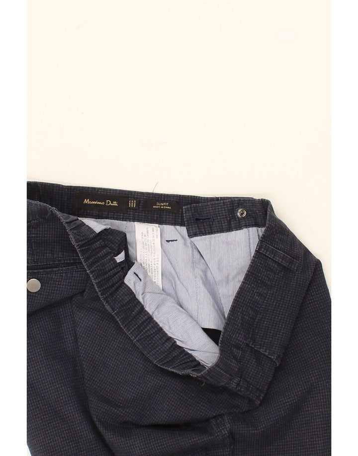 MASSIMO DUTTI Womens Chino Trousers EU 42 Large W32 L30 Navy Blue Check Vintage Massimo Dutti and Second-Hand Massimo Dutti from Messina Hembry 