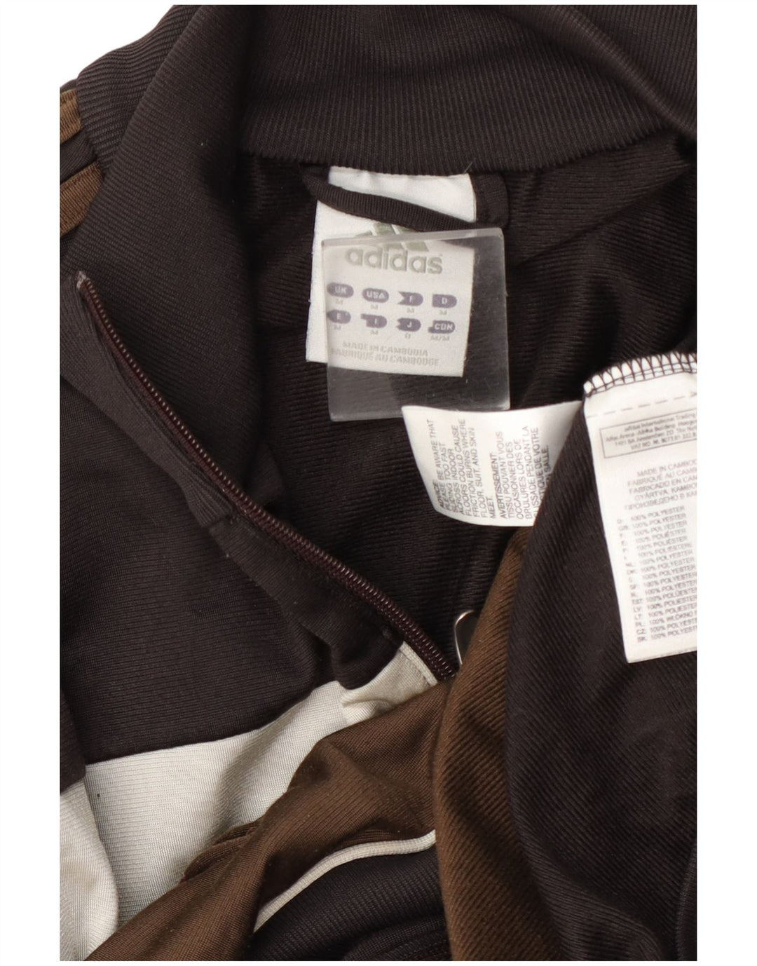 Jachetă de trening pentru bărbați Adidas, maro mediu, poliester bloc de culoare