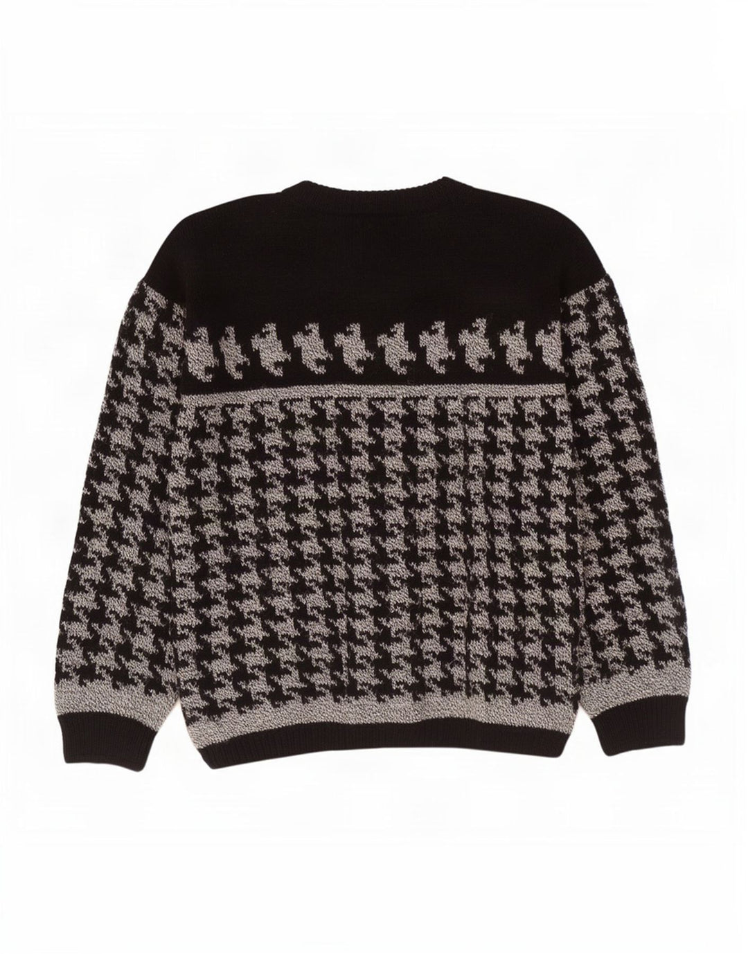 Pulover vintage pentru bărbați cu gât roșu, pulover mediu negru