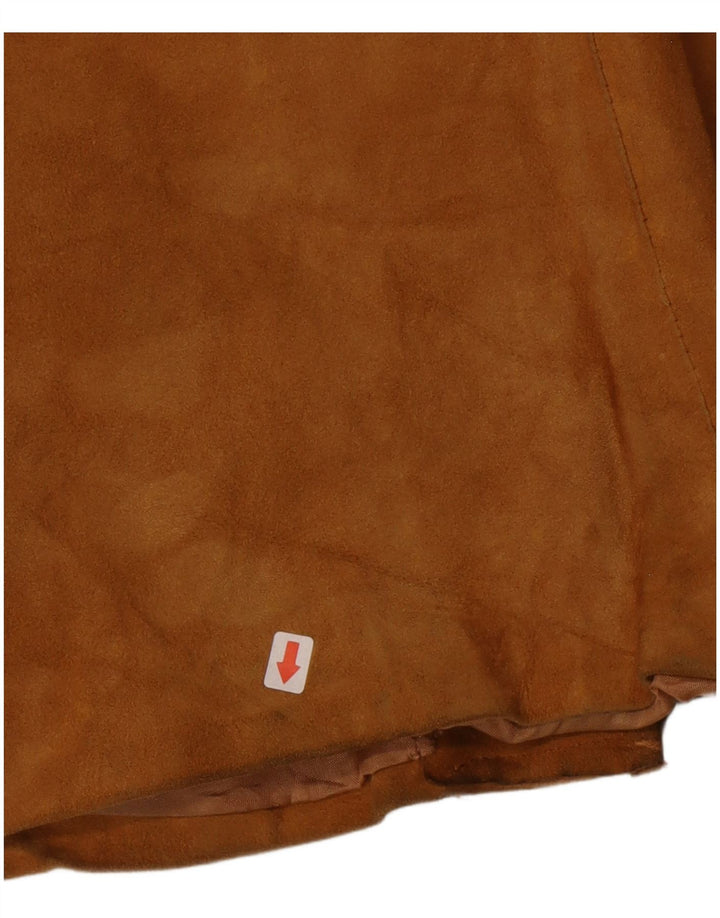 Blazer Vintage pentru femei cu 3 nasturi din piele intoarsa UK 14 din piele maro medie