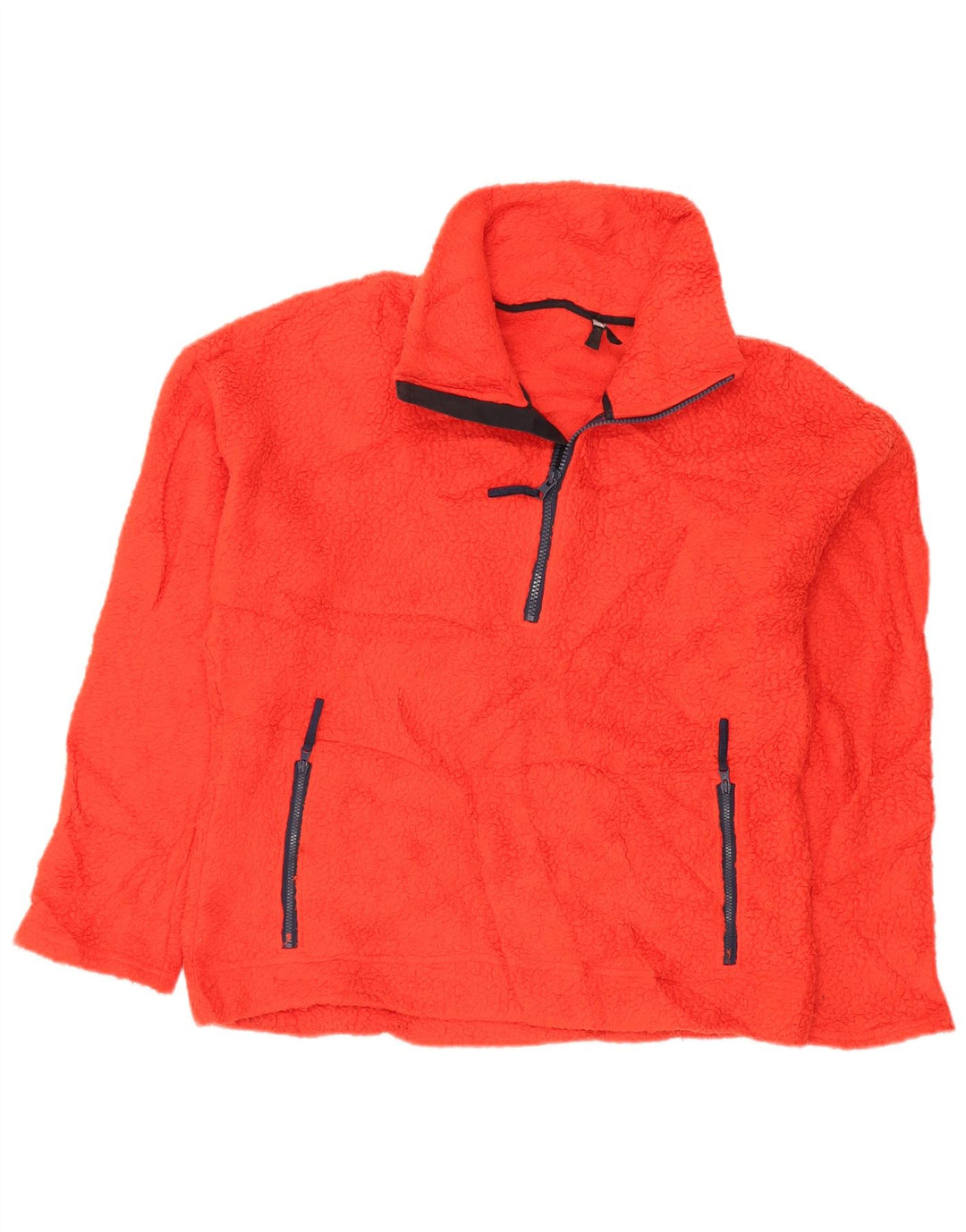 J. CREW Pulover pentru femei cu fermoar și gât din lână UK 14 Poliester portocaliu mediu