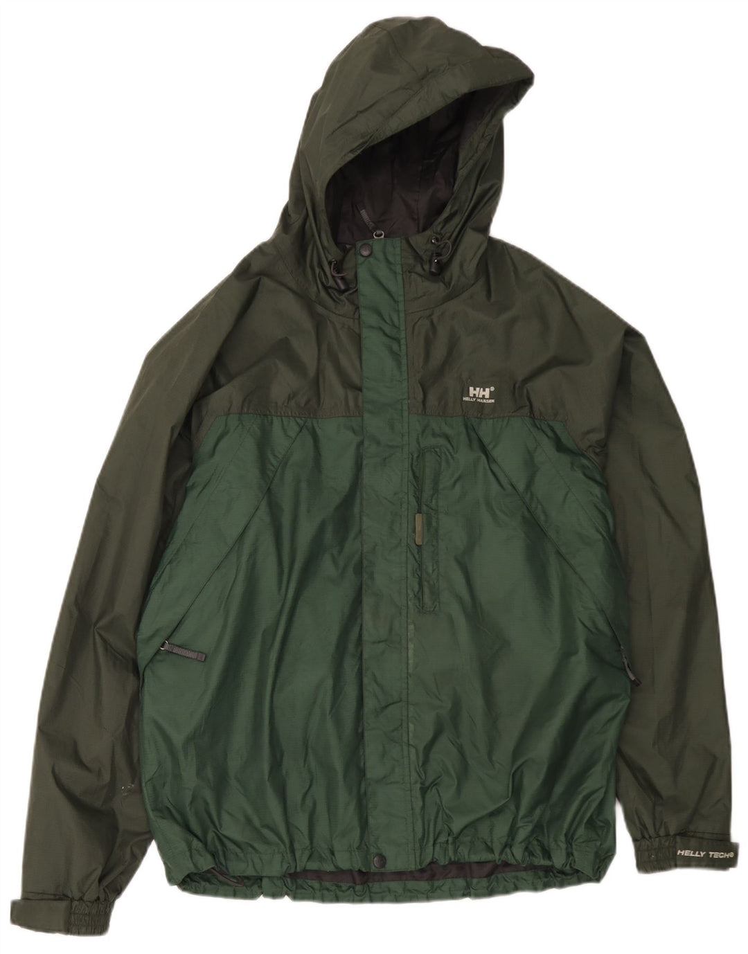 Jachetă de ploaie cu glugă pentru bărbați Helly Hansen UK 40 mare, verde, nailon color bloc