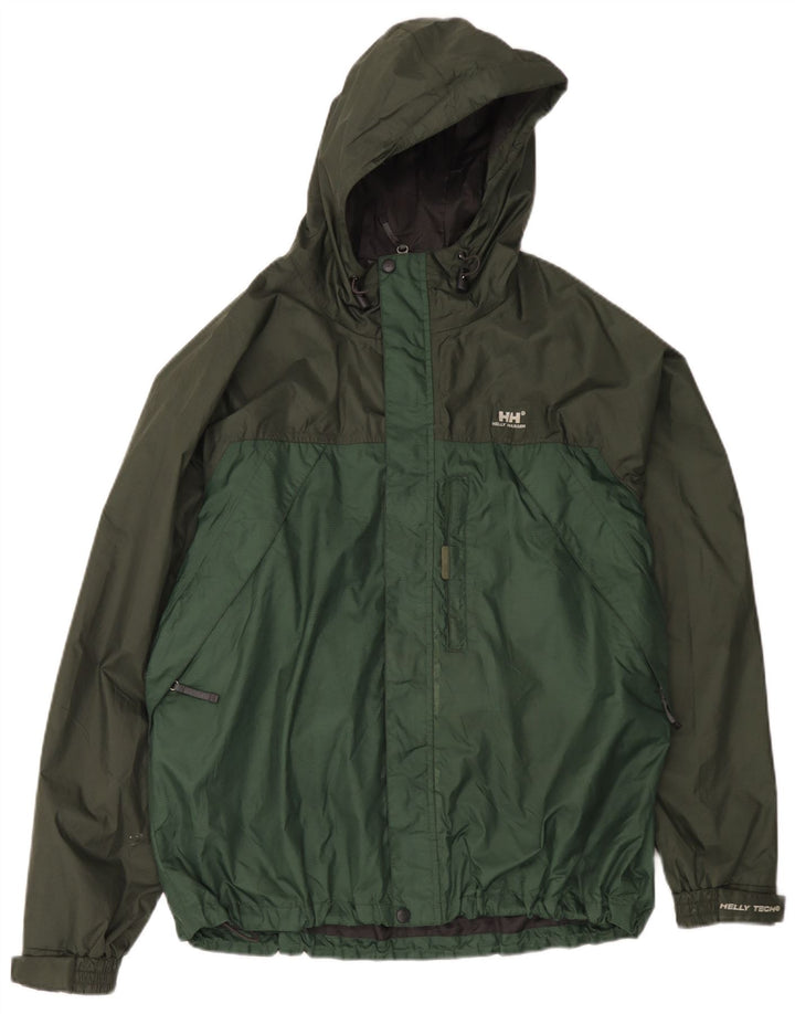 Jachetă de ploaie cu glugă pentru bărbați Helly Hansen UK 40 mare, verde, nailon color bloc