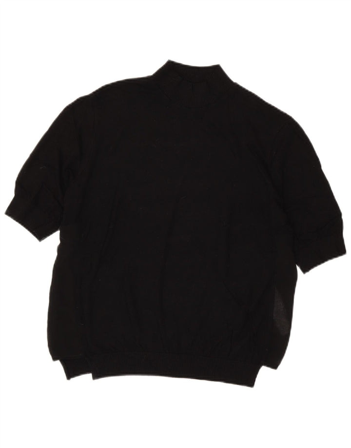 Pulover pentru femei cu mânecă scurtă cu gât țestoasă Zara UK 14 Medium Negru