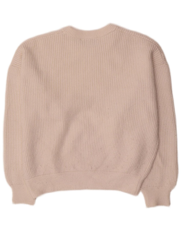 Pulover supradimensionat pentru femei Zara, cu gât crew, UK 10, mic, alb, viscoză