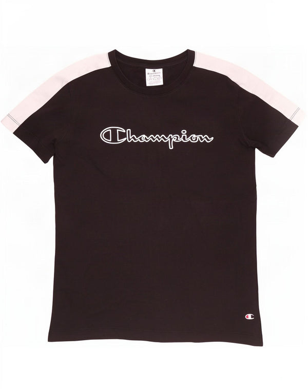 Tricou grafic Champion pentru femei Top UK 12 Medium Black Colorblock