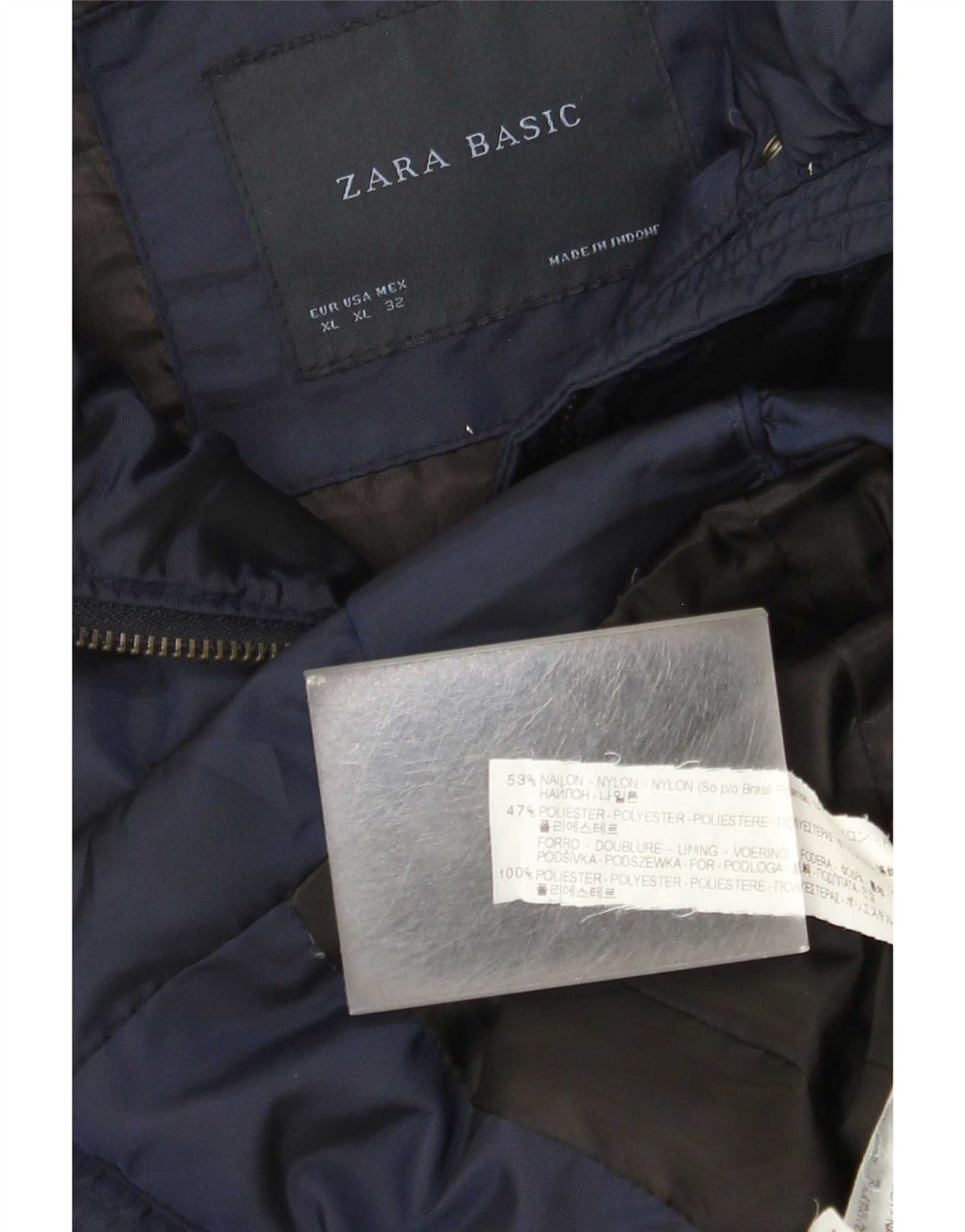Jachetă căptușită pentru femei Zara UK 18 XL Nailon bleumarin