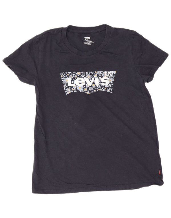 Tricou cu grafic pentru femei Levi's Top UK 10 Small Bluemarin Floral Bumbac
