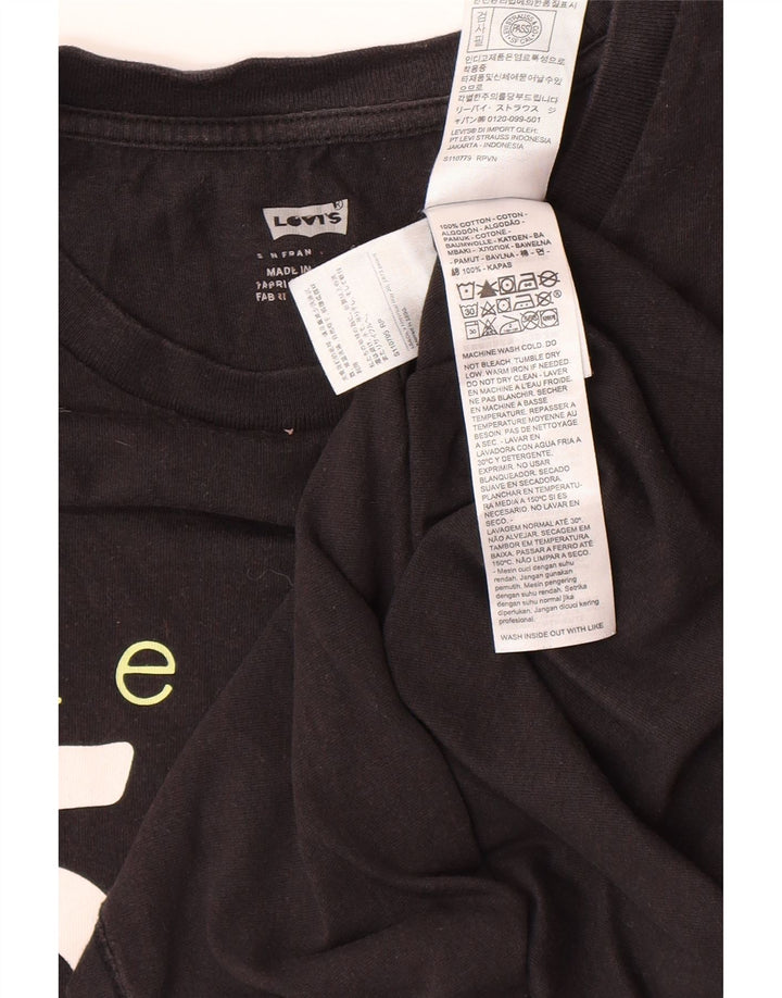LEVI'S Womens Graphic T-Shirt Top UK 12 Medium Black Cotton Vintage Levi's and Second-Hand Levi's from Messina Hembry 