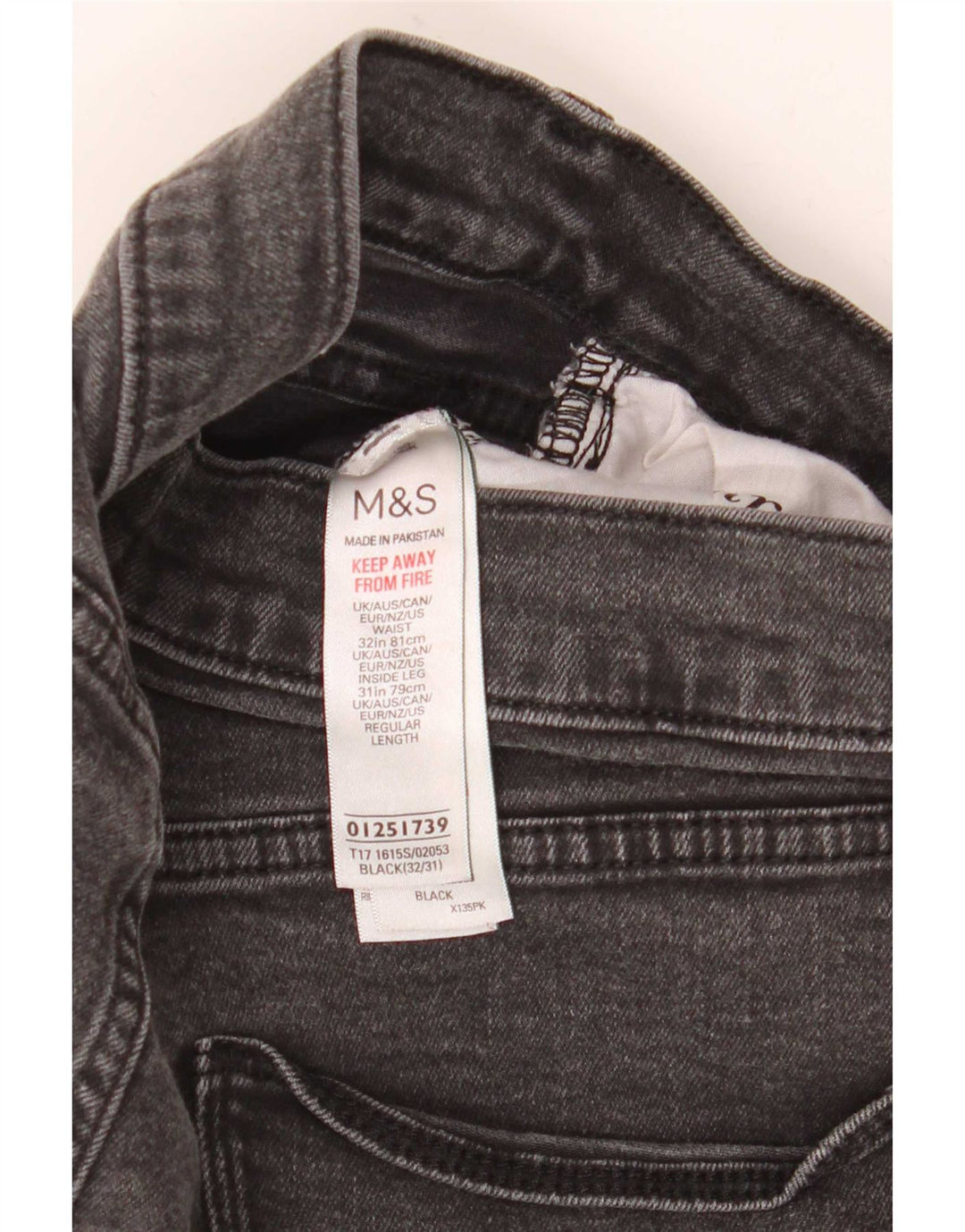 Blugi slim pentru bărbați Marks & Spencer W32 L31 bumbac negru