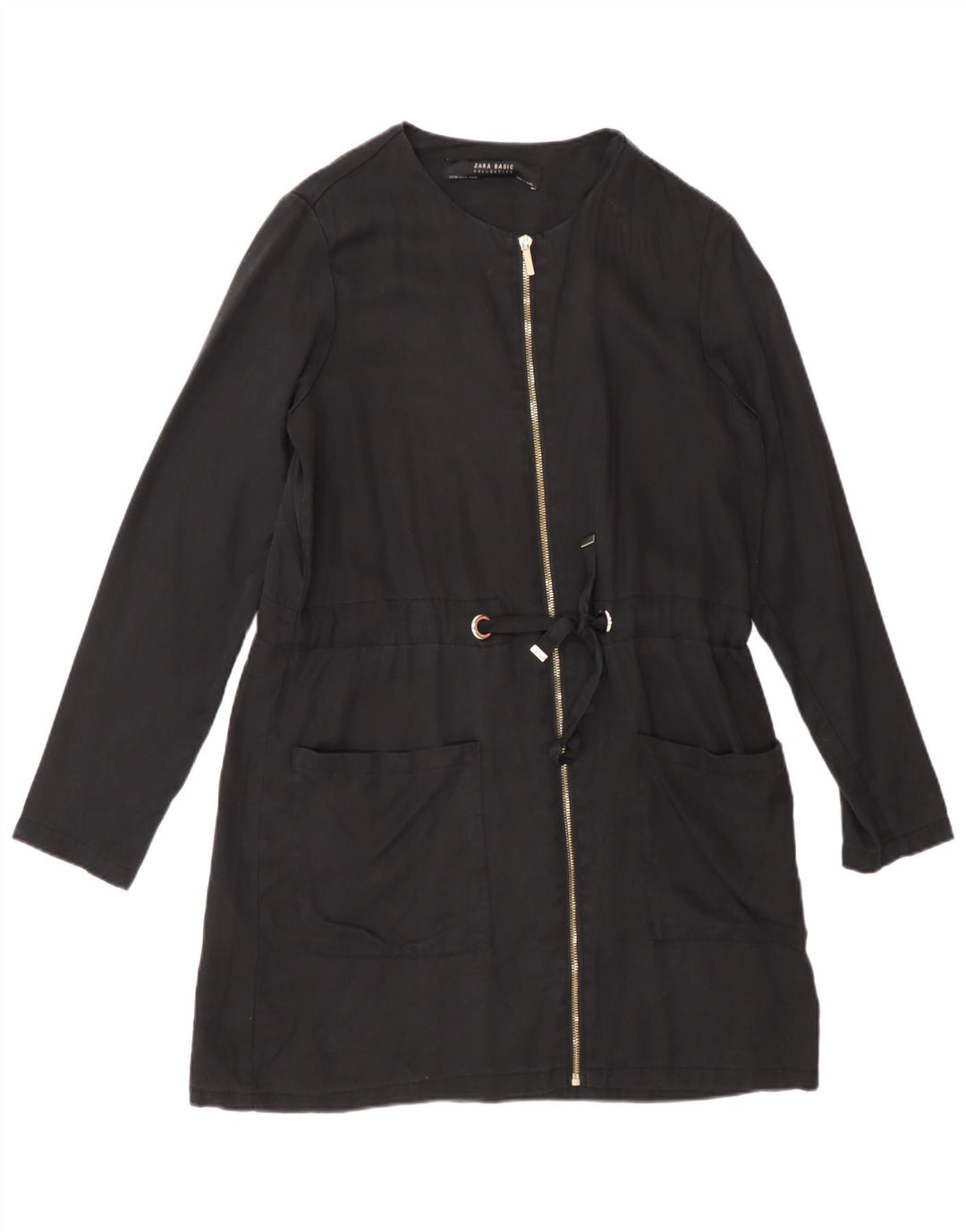 Jachetă pentru femei Zara cu fermoar complet UK 6 XS Lyocell negru