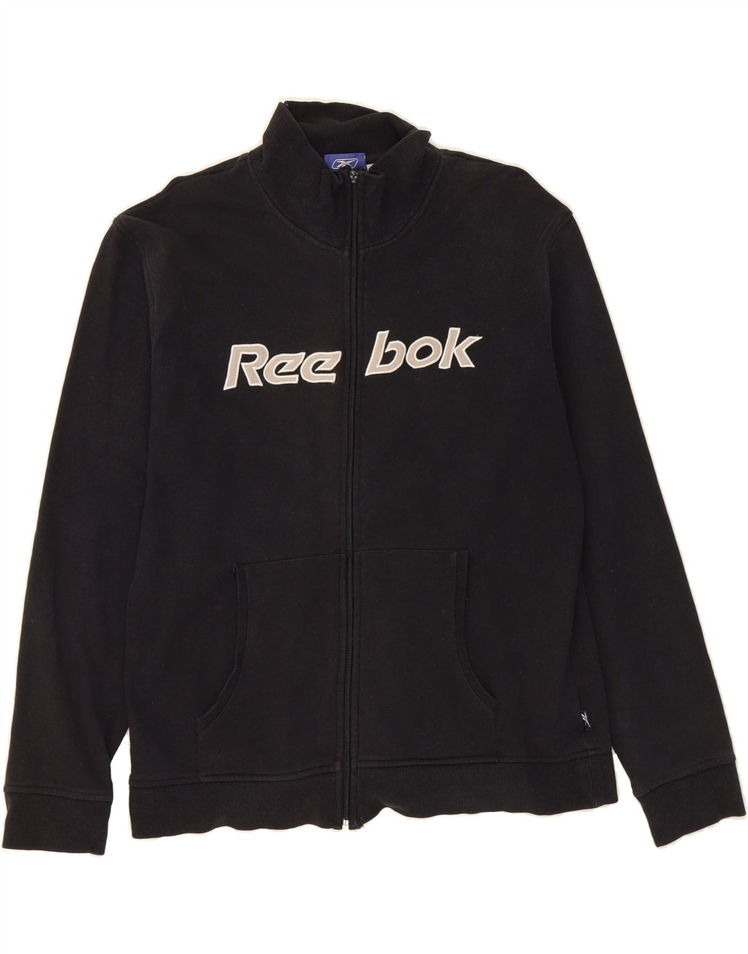 REEBOK Mens Graphic Tracksuit Top Jacket Large Black Cotton Vintage Reebok and Second-Hand Reebok from Messina Hembry 