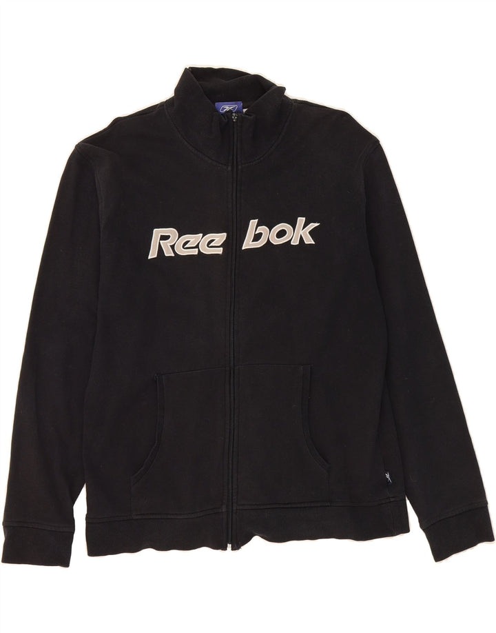 REEBOK Mens Graphic Tracksuit Top Jacket Large Black Cotton Vintage Reebok and Second-Hand Reebok from Messina Hembry 