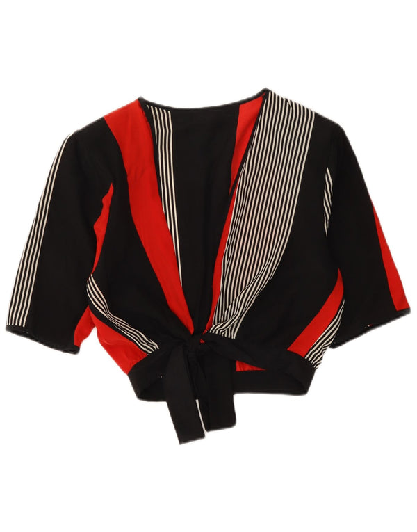 Vintage Womens Crop Cardigan Top UK 12 Medium Multicoloured Striped