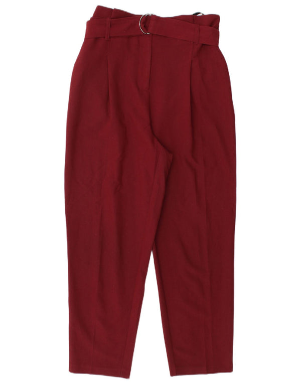 Topshop Pantaloni tăiați cu talie înaltă pentru femei UK 10 Small W28 L25 Burgundy