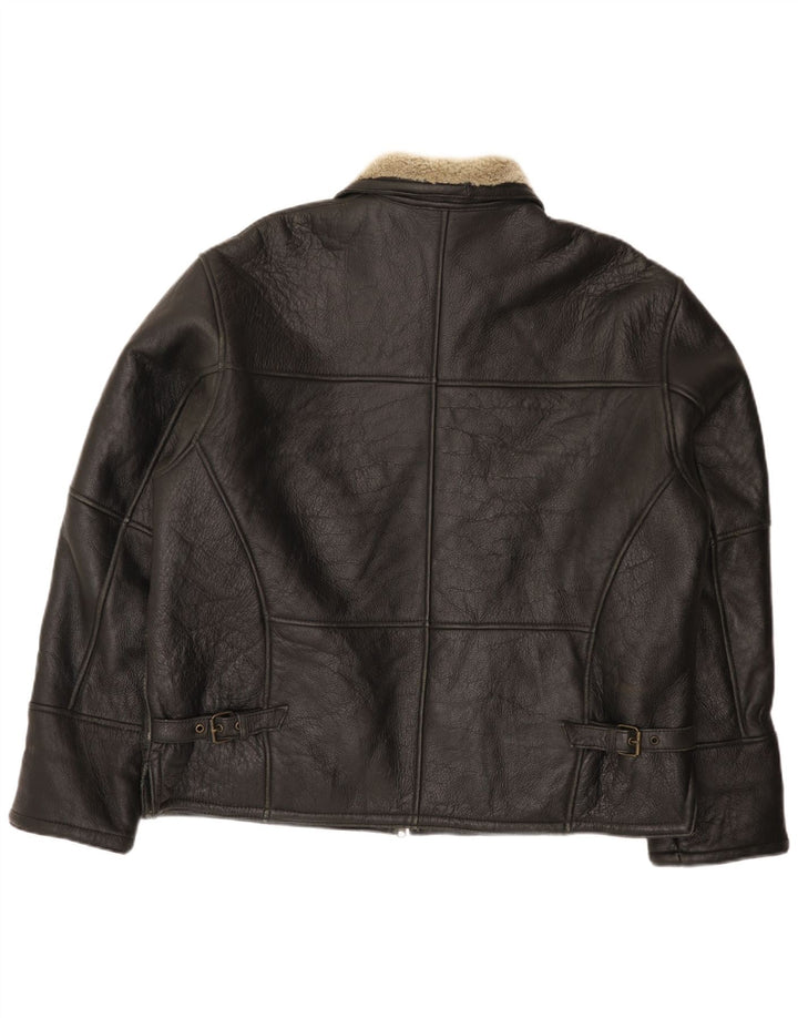 Jachetă din shearling pentru bărbați Firenze UK 42 XL, piele neagră