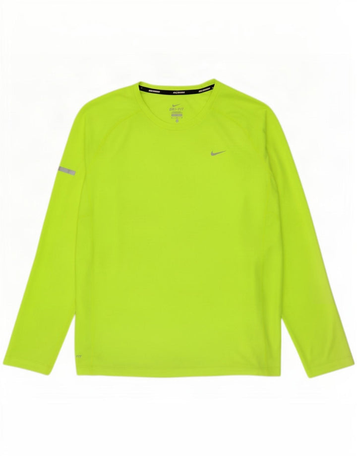 Nike pentru bărbați Dri Fit Top cu mânecă lungă, mare, verde, poliester