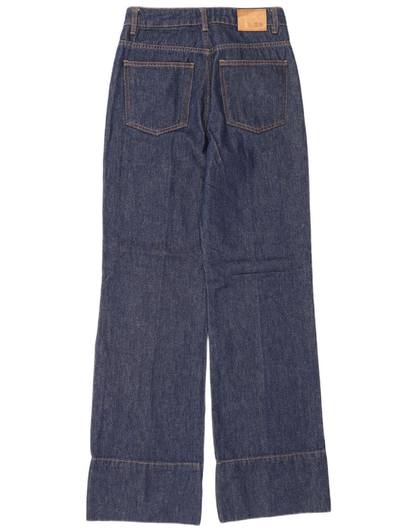 Zara Womens High Waist Wide Leg Jeans EU 34 2XS W24 L32 Navy Blue