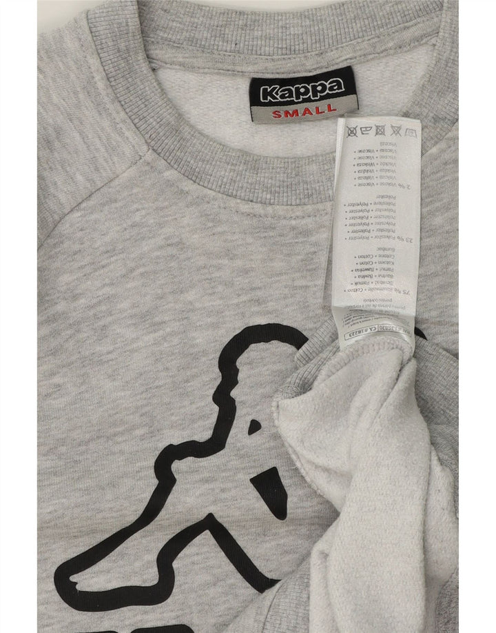 KAPPA Womens Graphic Oversized Sweatshirt Jumper UK 10 Small Grey Cotton Vintage Kappa and Second-Hand Kappa from Messina Hembry 