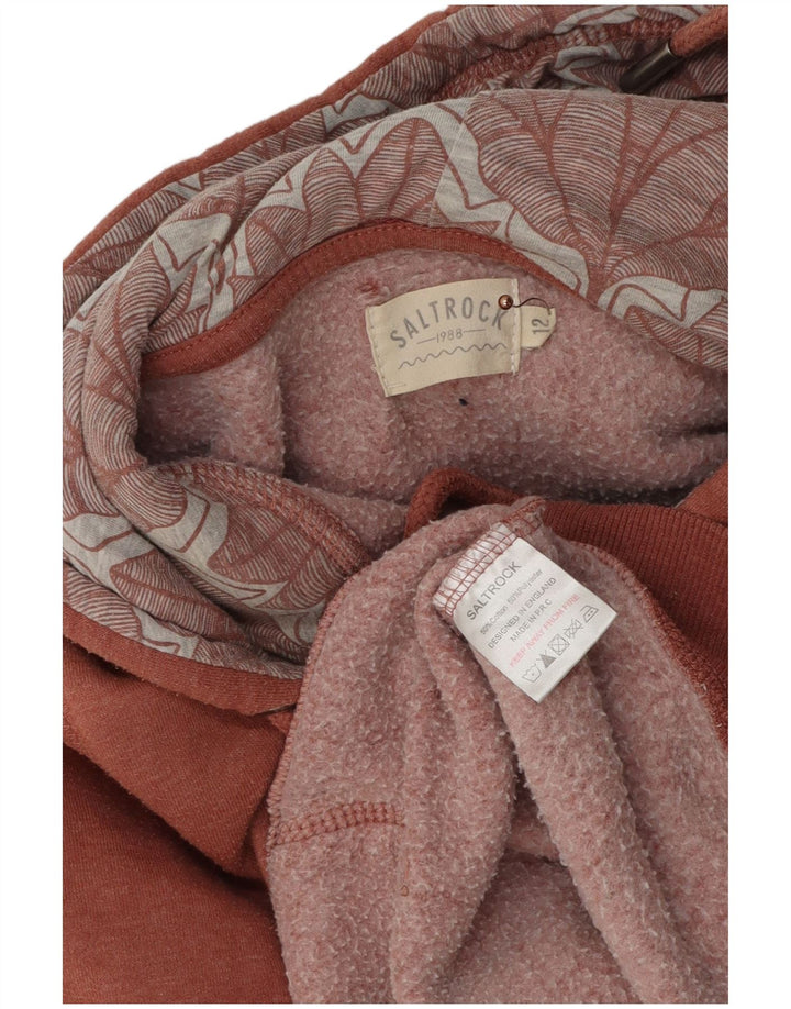 SALTROCK Pulover cu glugă cu grafic pentru femei UK 12, bumbac cu pete maro mediu