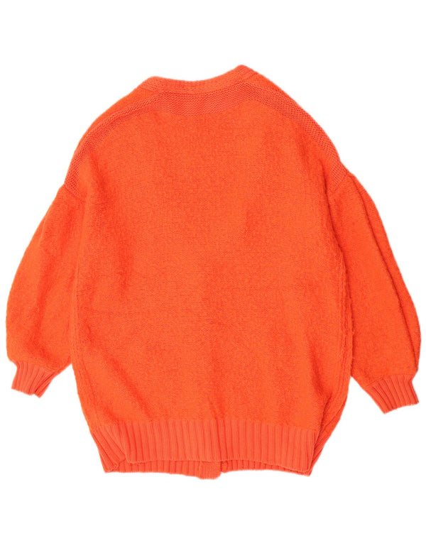 Free People Pulover cardigan supradimensionat pentru femei UK 10 Bumbac portocaliu mic