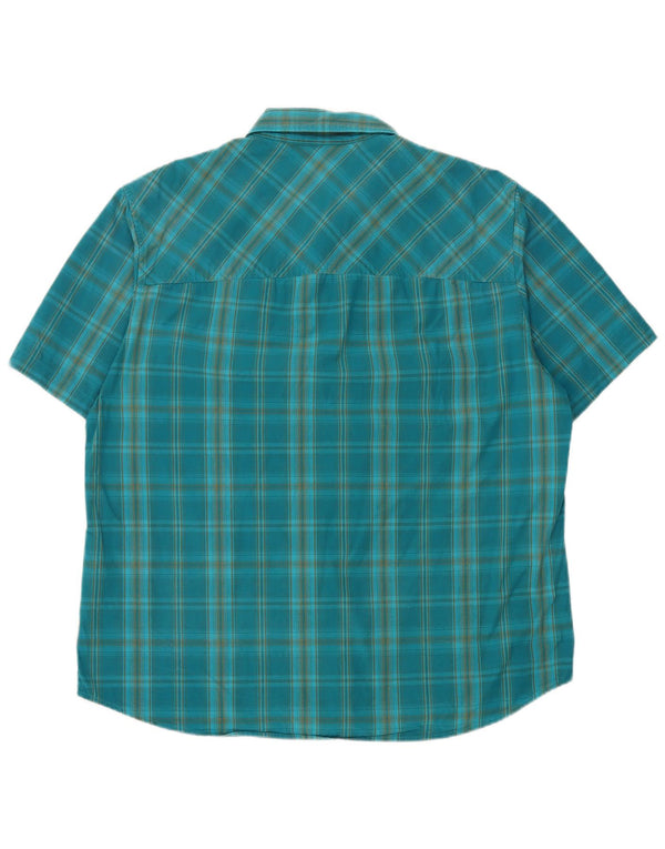 Cămașă cu mânecă scurtă Jack Wolfskin pentru bărbați UK 40/42, bumbac mare cu check albastru