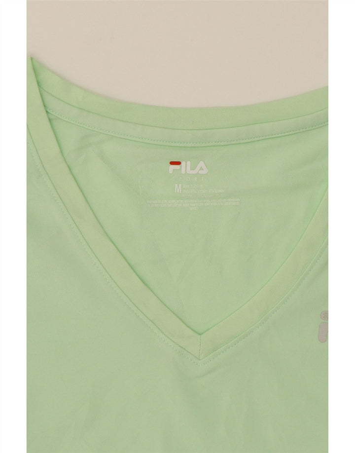 FILA Womens T-Shirt Top UK 12 Medium Green Polyester Vintage Fila and Second-Hand Fila from Messina Hembry 