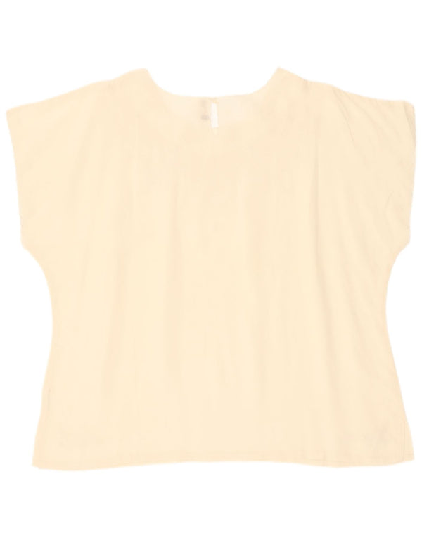Bluză Vintage Femei See Through Top IT 44 Medium Beige Floral Silk