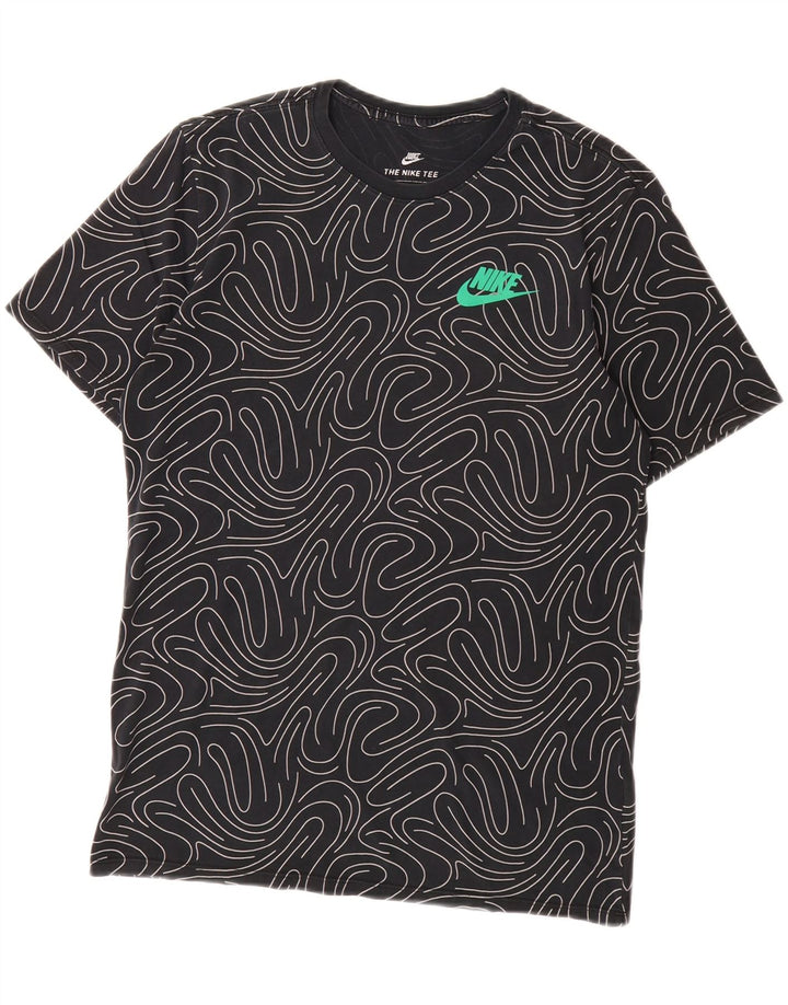 NIKE Mens Abstract Pattern T-Shirt Top Medium Black Cotton Vintage Nike and Second-Hand Nike from Messina Hembry 