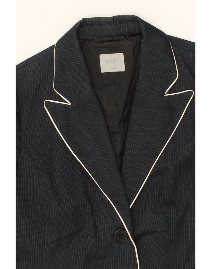 OASIS Womens 2 Button Blazer Jacket UK 16 Large Navy Blue Pinstripe Vintage Oasis and Second-Hand Oasis from Messina Hembry 