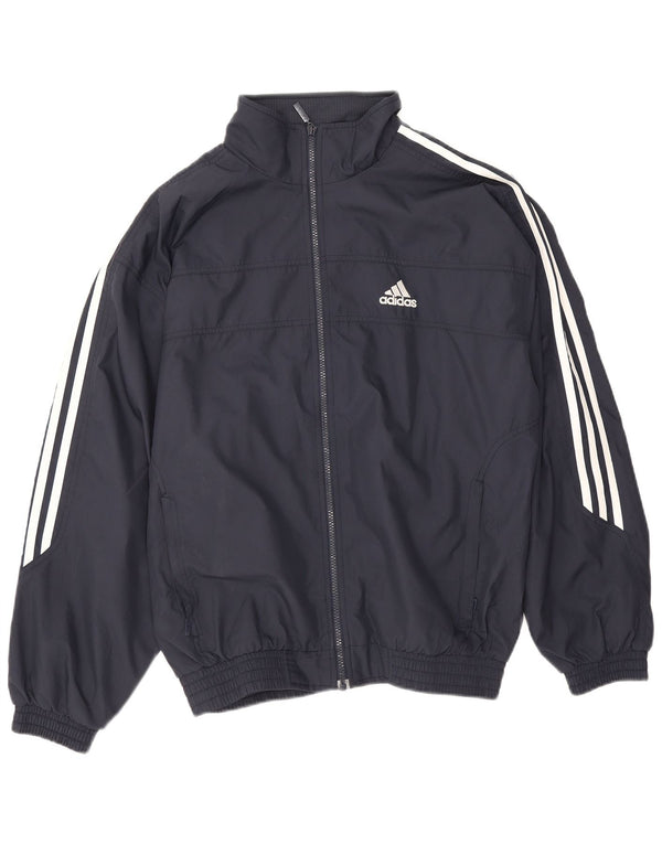 Adidas Mens Tracksuit Top Jacket UK 38/40 Medium Navy Blue Polyester