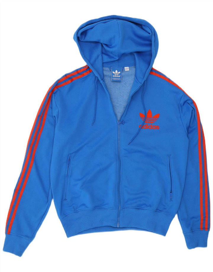 Pulover Adidas pentru bărbați, cu fermoar, poliester, mare, albastru